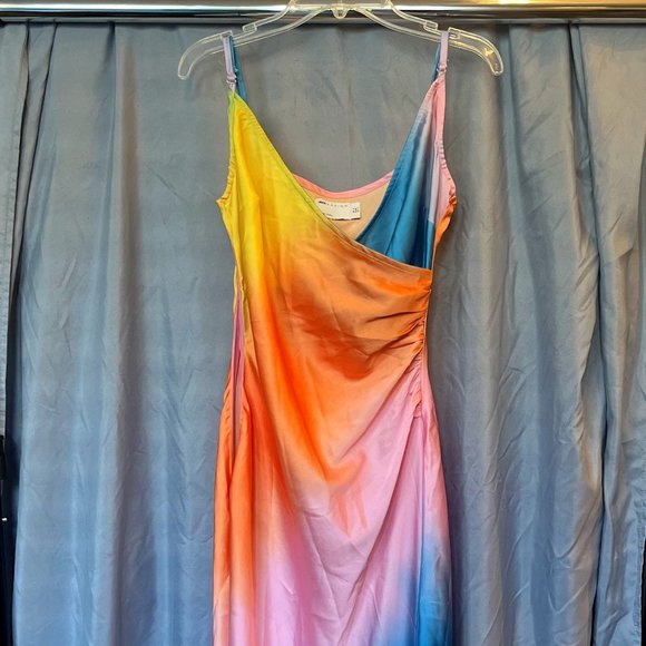 Multi-Color Ombre Satin Slip Maxi Dress - Picture 1 of 8